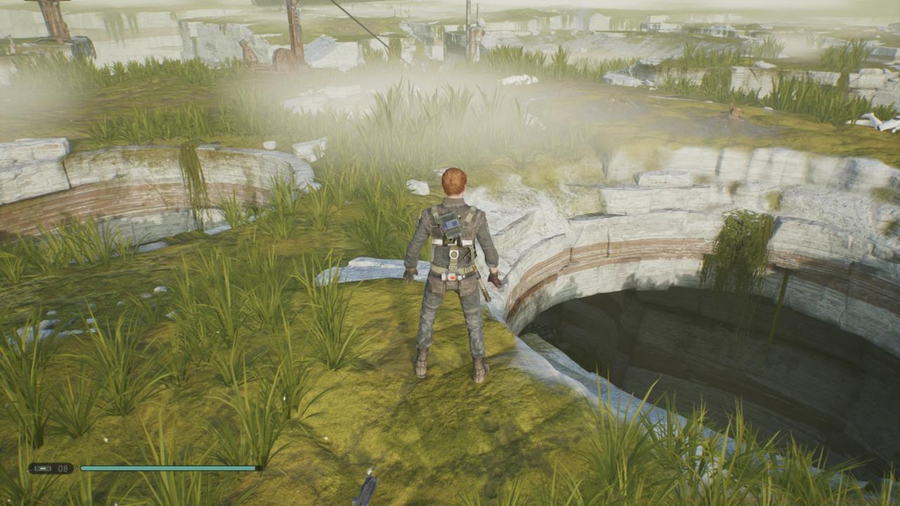 Climb up above the trenches in the Bogano Sinkholes to find some these big round holes. Drop through one and you can attack the Oggdo Bogdo with an aerial lightsaber strike, dealing a ton of damage.